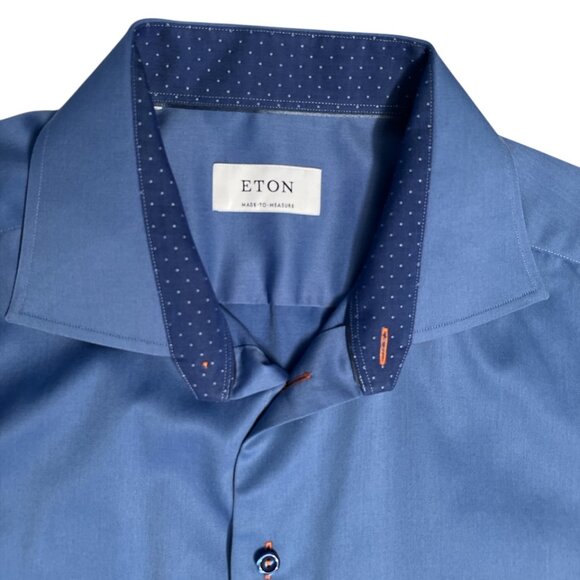 Eton Men's Custom Made-to-Fit Blue Dress Shirt - Picture 2 of 3